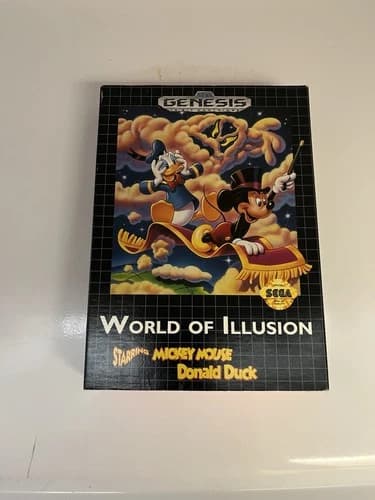 World of Illusion - Red Box Version - Sega Genesis -CIB Authentic amazing Shape!