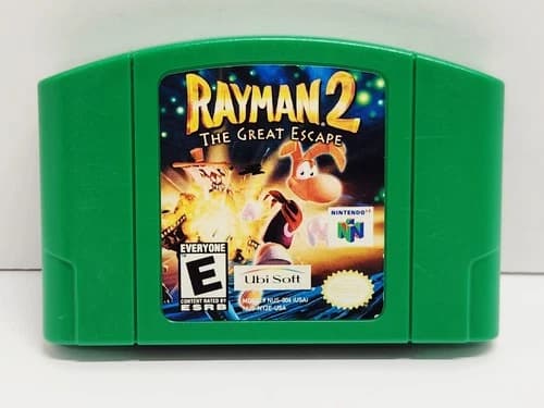 Rayman 2 The Great Escape Nintendo 64 N64 Authentic Tested Green Cartridge