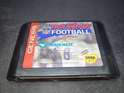 Troy Aikman NFL Football Sega Genesis EXMT condition authentic game cartridge