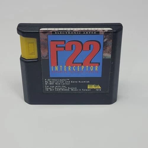 F-22 Interceptor (Sega Genesis) Tall Cartridge CLEANED & TESTED