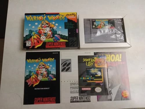 SNES Wario's Woods 100% CIB Complete All Inserts Rare Condition!!