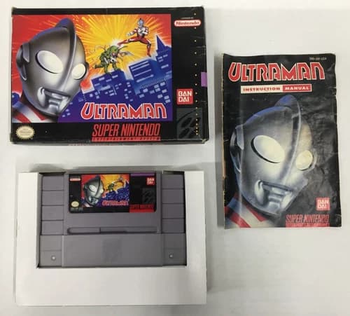 ULTRAMAN Super Nintendo SNES CIB Complete MANUAL Kaiju BANDAI w/ BOX PROTECTOR