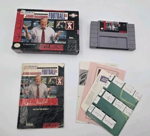 John Madden Football 93 (Super Nintendo SNES) Complete CiB TESTED PICS