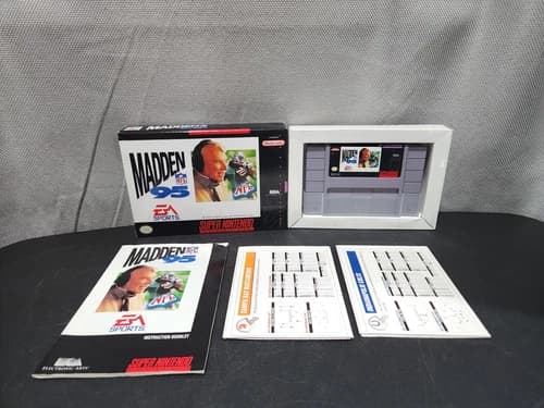 Madden NFL 95 SNES Super Nintendo Complete In Box CIB With BOTH Posters EUC
