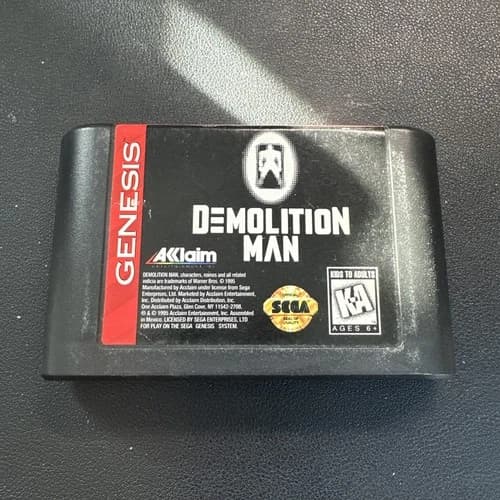Sega Genesis Demolition Man Authentic Game Cartridge