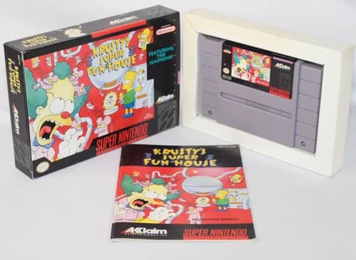 Krusty's Super Fun House SNES Nintendo Complete CIB! Good Condition! RARE!