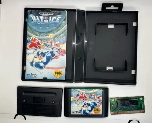Hit the Ice (Sega Genesis, 1992) COMPLETE w/ Box manual game WORKS!