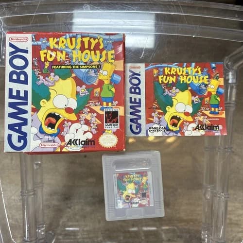 Krustys Fun House Game Boy Box Manual Cart