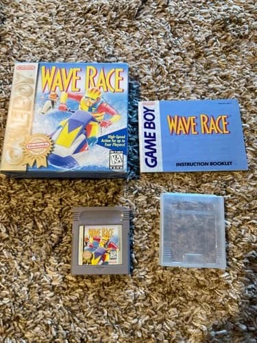 Wave Race Gameboy CIB with game, box and manual, and plastic protector sleeve