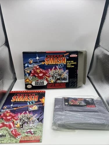 Super Smash T.V. Super Nintendo (SNES) CIB Complete Excellent TV