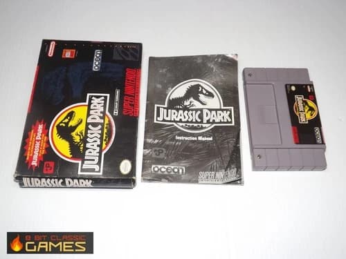 Jurassic Park WORN COMPLETE BOX - SUPER NINTENDO SNES - 214a