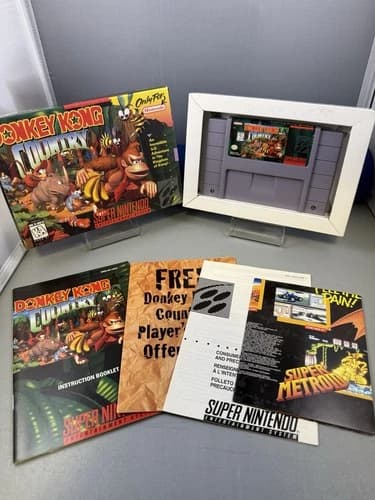Donkey Kong Country Super Nintendo SNES • Complete in Box, 100% CIB Inserts