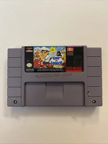 Out to Lunch SNES Super Nintendo 1993 Authentic Cart Only Tested Working