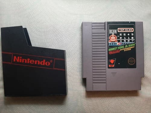 DONKEY KONG JR MATH for Nintendo NES - Lovely label - Tested & working well!