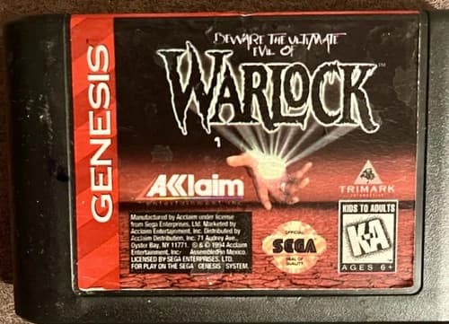 Sega Genesis Beware The Ultimate Evil of Warlock 1994 Game Cartridge