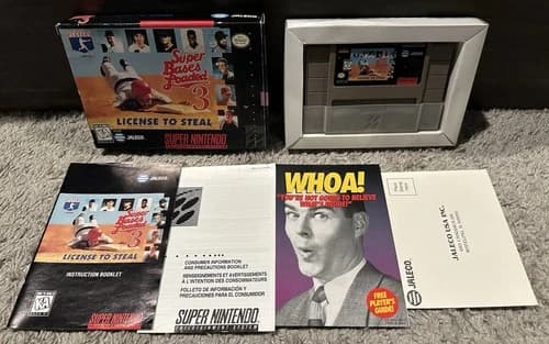 Super Bases Loaded 3 License To Steal SNES CIB With Manual Reg Card And Inserts