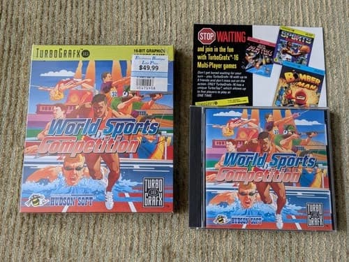 World Sports Competition Turbografx 16 TG16 Complete CIB Tested Working