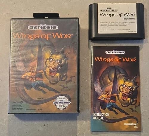 Wings of Wor Sega Genesis 1991 W Box And Manual Video Game Authentic
