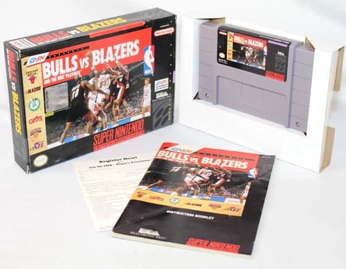 Bulls vs. Blazers and the NBA Playoffs SNES Complete CIB Very Nice w/ Reg Card!
