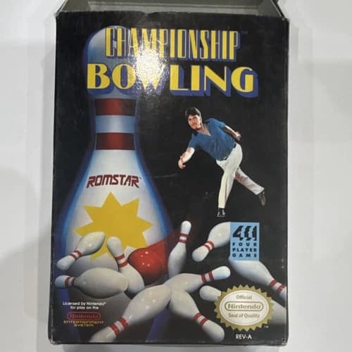 Romstar Championship Bowling Complete Manual Box Inserts Multiplayer NES Sports