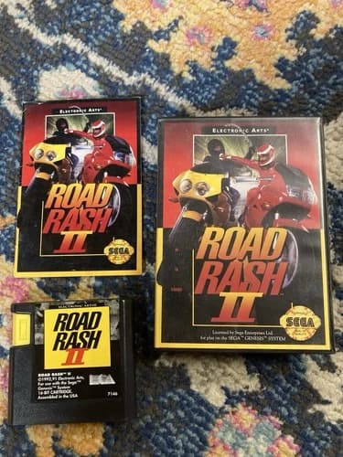 Road Rash II (Sega Genesis, 1992) CIB W/ Case & Manual. Tested & Working