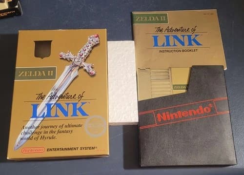 Zelda II: The Adventure of Link NES CIB Gold Cartridge w/ Box, Manual (Nintendo)