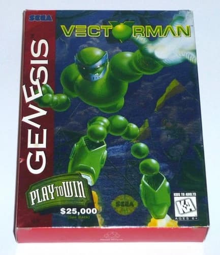 VECTORMAN - Sega Genesis Game, Complete in Box CIB, Tested/Working, Vector Man