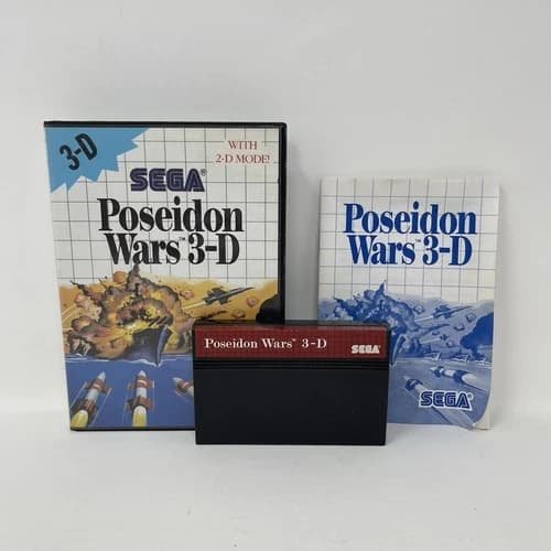 Poseidon Wars 3-D Sega Master System SMS Authentic CIB w/Manual - Tested & Works