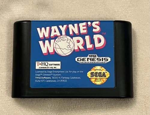 Wayne's World (Sega Genesis, 1993) Authentic Cart Only Tested Working