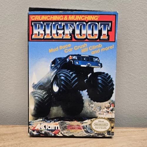 Bigfoot Crunching Munching Nintendo NES Oval SOQ w Manual/Box No Sleeve Acclaim