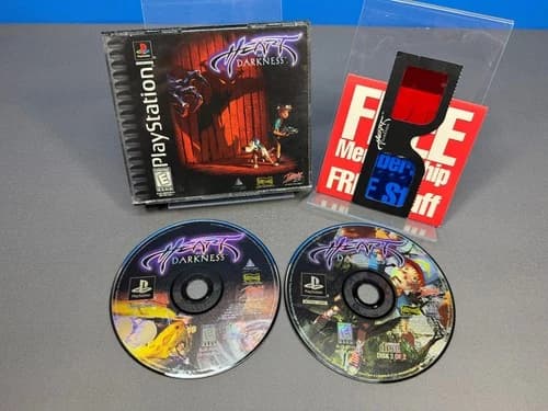 PS1 PLAYSTATION 1 HEART OF DARKNESS GAME 2 DISCS WITH GLASSES