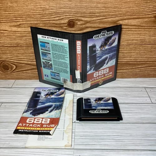 688 Attack Sub (Sega Genesis, 1991) CIB Cartridge Manual Box