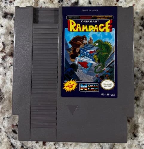 RAMPAGE by Data East (Nintendo NES, 1985) Authentic - Tested & Working!