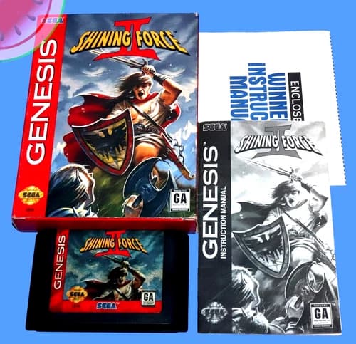 TESTED Sega GENESIS Authentic SHINING FORCE II 2 Complete CIB in Box NEW Battery