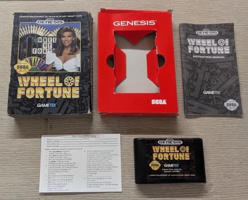 1992 Sega Genesis Wheel of Fortune Cardboard Box Version CIB *Good Condition*