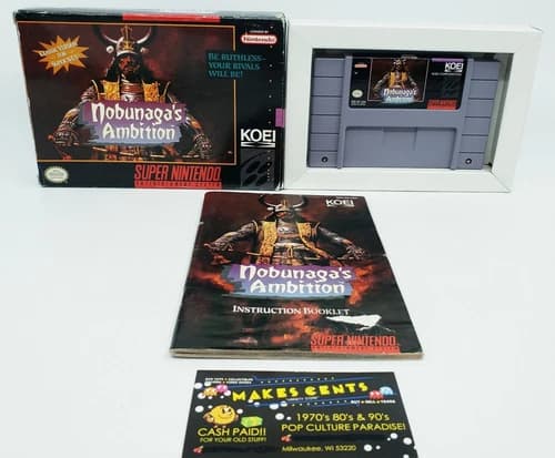Nobunaga's Ambition (Super Nintendo SNES, 1994) Complete w/ Manual CIB - NICE!