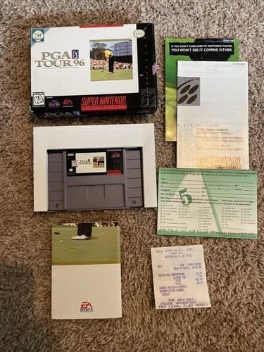 PGA Tour 96 Golf SNES Super Nintendo Complete In box See Photo!