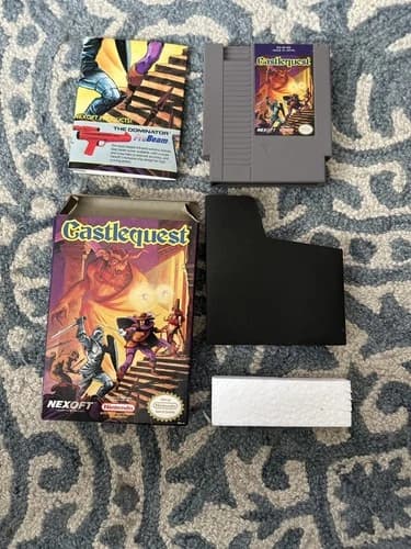Castlequest Complete (Nintendo NES) Map-Box Sleeve And Cartridge