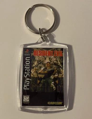 Resident Evil PlayStation PS1 Keychain Double Sided Acrylic Handmade! Gamer Gift