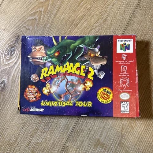 Nintendo 64 N64 Game Rampage 2 Universal Tour CIB Complete In Box
