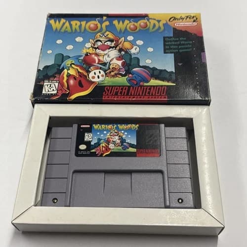 SNES - Wario's Woods Super Nintendo 1994 *NOT Complete* W/ Box #2944