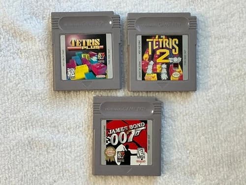 Nintendo Game Boy Tetris 2, Tetris Plus, James Bond 077. Authentic Tested
