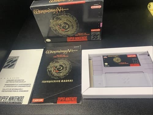 Wizardry VI Heart Of The Maelstrom (SNES, 1991) Complete Box Manual CIB
