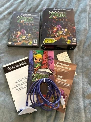 The Legend Of Zelda FOUR SWORDS Nintendo GameCube Complete BIG BOX w/CABLE RARE