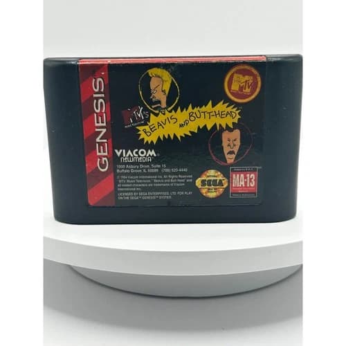 MTV Beavis and Butt-Head Sega Genesis Game Cartridge 1994 Viacom Retro Gaming