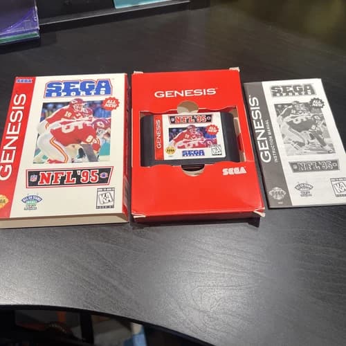 NFL 95 Football Game for CIB (Sega Genesis) Video Game with Manual Sports Game
