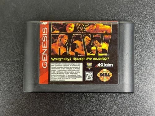 WWF RAW Sega Genesis Game Cartridge Only Acclaim 1994 Wrestling