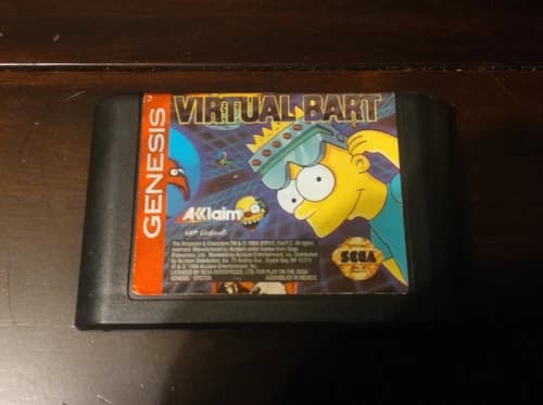 Virtual Bart (Sega Genesis, 1994) Cartridge Only, Authentic, Tested and Working!
