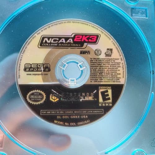 Gamecube NCAA 2K3 College Basketball Gamecube rare disc only. Auth and Tested