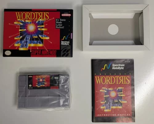 Wordtris Super Nintendo SNES with Manual Complete in Box CIB